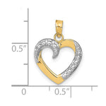 Load image into Gallery viewer, 14K Yellow Gold with White Rhodium Polished with Textured Heart Pendant

