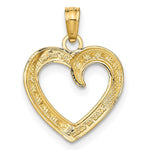 Load image into Gallery viewer, 14K Yellow Gold with White Rhodium Polished with Textured Heart Pendant
