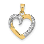 Load image into Gallery viewer, 14K Yellow Gold with White Rhodium Polished with Textured Heart Pendant
