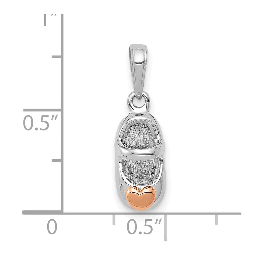 14k Two-tone White With Rose Gold Baby Shoe Charm Pendant