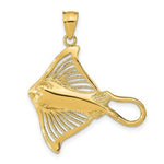 Load image into Gallery viewer, 14K Yellow Gold Polished and Cut-Out Beaded Accent Stingray Charm Pendant
