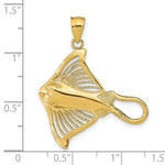 Load image into Gallery viewer, 14K Yellow Gold Polished and Cut-Out Beaded Accent Stingray Charm Pendant
