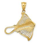 Load image into Gallery viewer, 14K Yellow Gold Polished and Cut-Out Beaded Accent Stingray Charm Pendant
