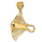 Load image into Gallery viewer, 14K Yellow Gold Polished and Cut-Out Beaded Accent Stingray Charm Pendant
