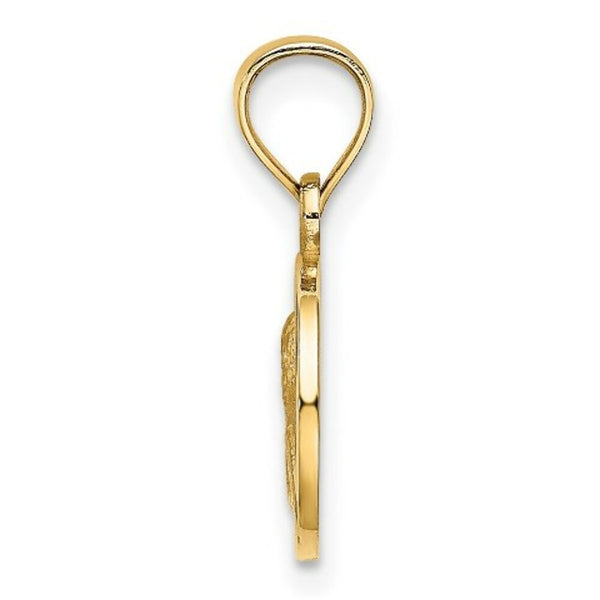 14K Yellow Gold 10mm Engraved Angel Coin Charm Pendant