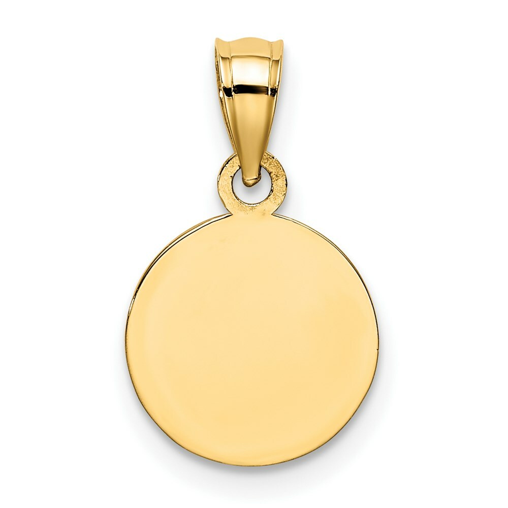 14K Yellow Gold 10mm Engraved Angel Coin Charm Pendant