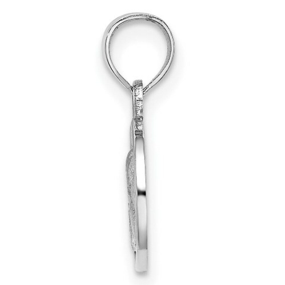 14k White Gold 10mm Engraved Angel Coin Charm Pendant