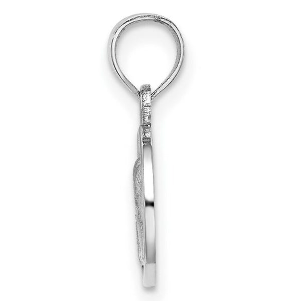 14k White Gold 10mm Engraved Angel Coin Charm Pendant
