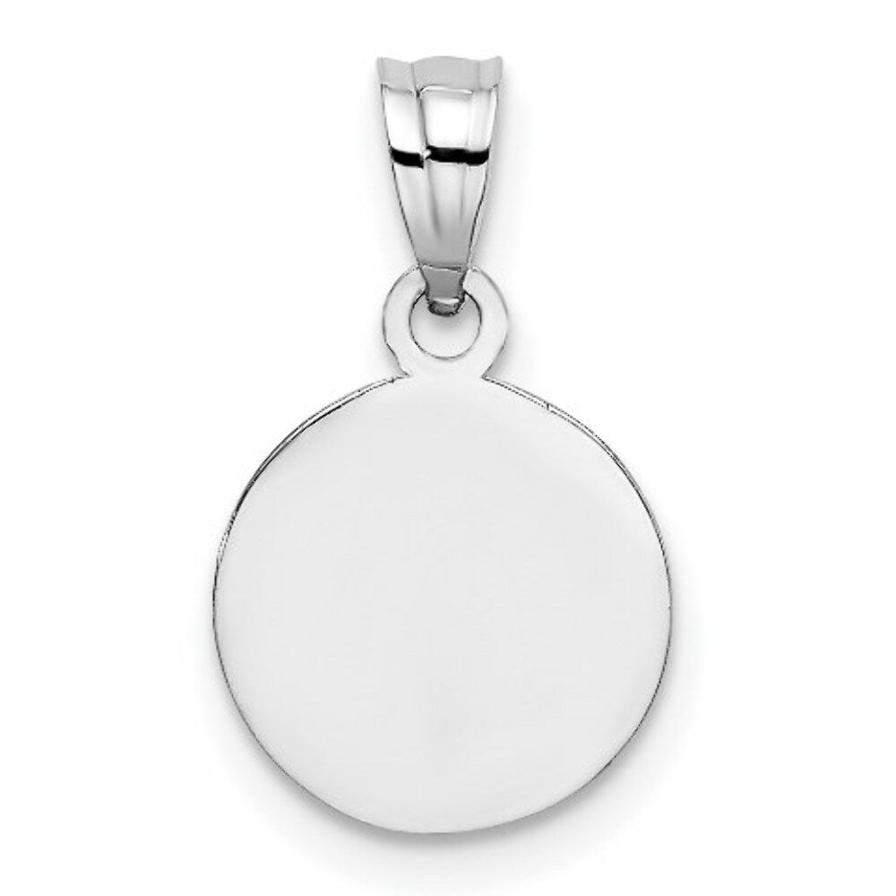 14k White Gold 10mm Engraved Angel Coin Charm Pendant