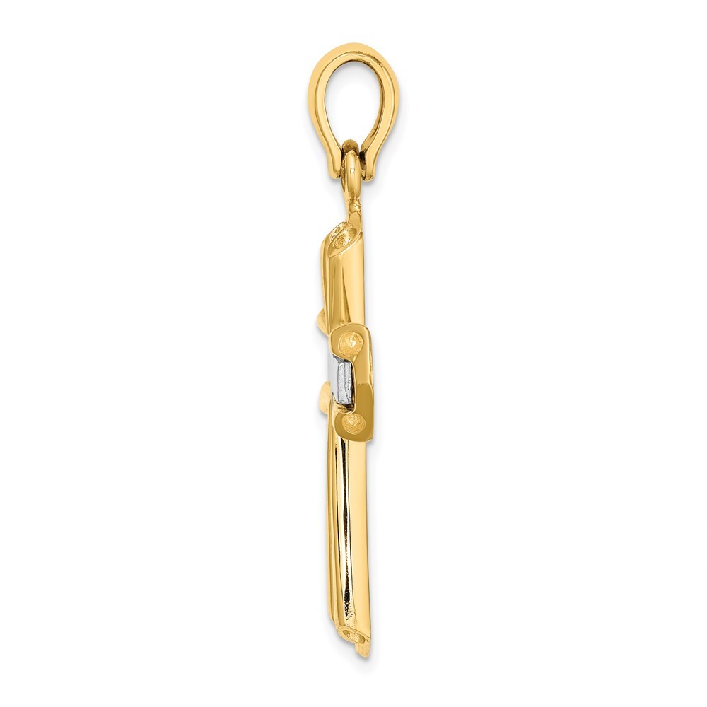 14K Two-tone Gold Polished Cross Charm Pendant