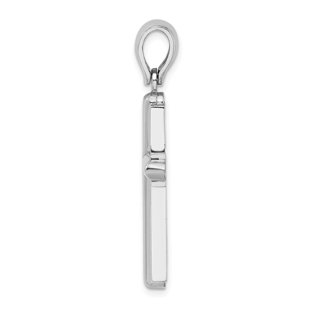 14k White Gold Beveled Cross Charm Pendant