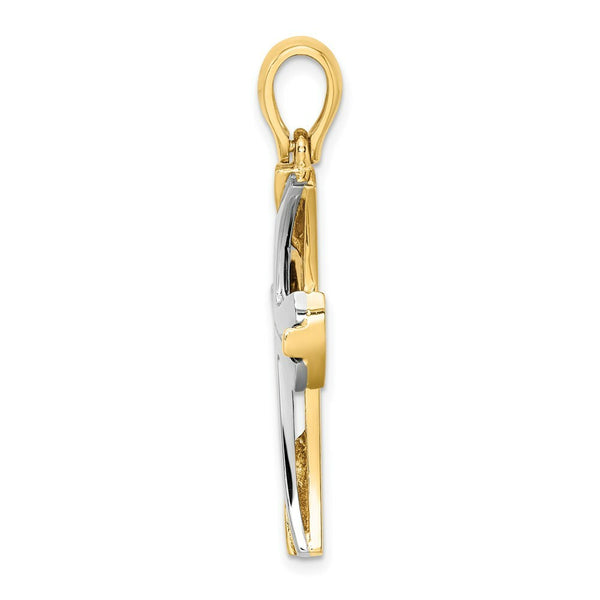 14K Two-tone Gold Cross Charm Pendant