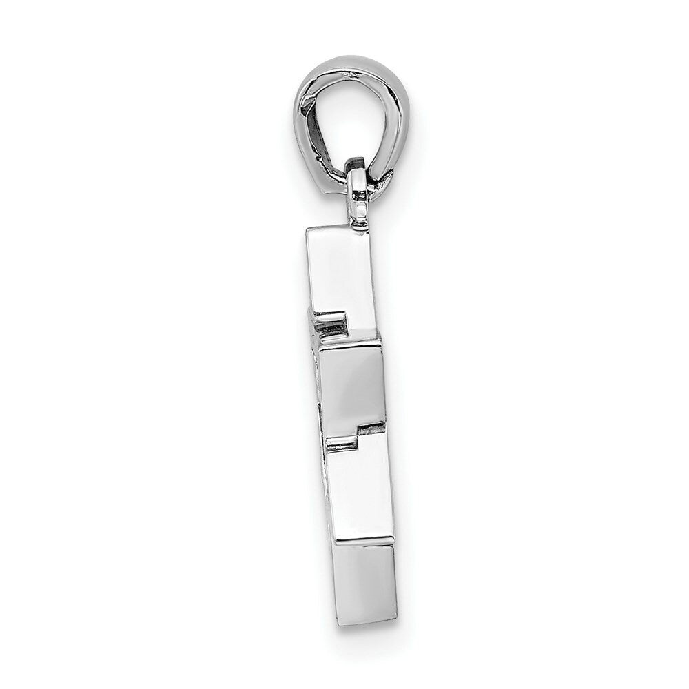 14k White Gold 3-D Jewish Star of David Charm Pendant