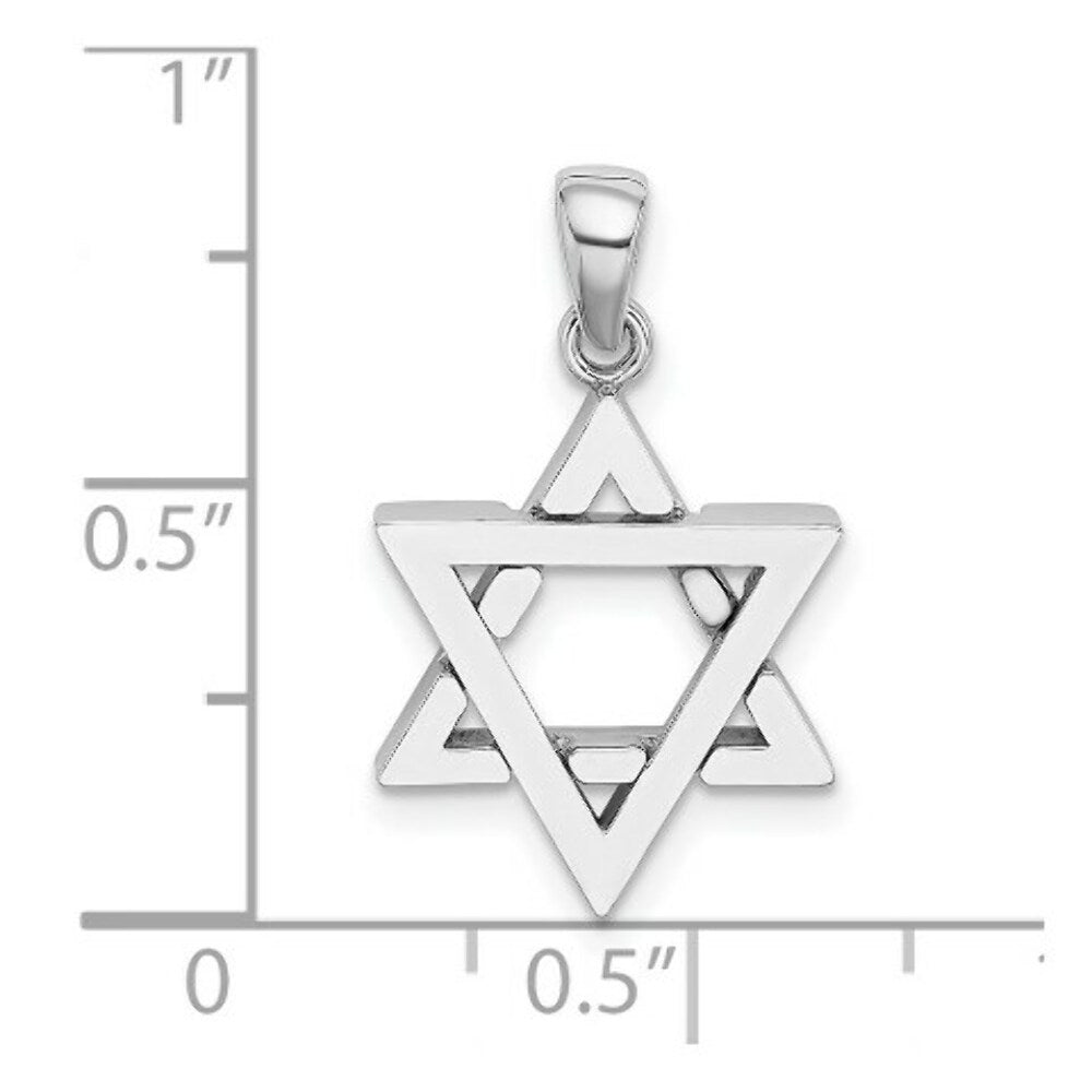 14k White Gold 3-D Jewish Star of David Charm Pendant