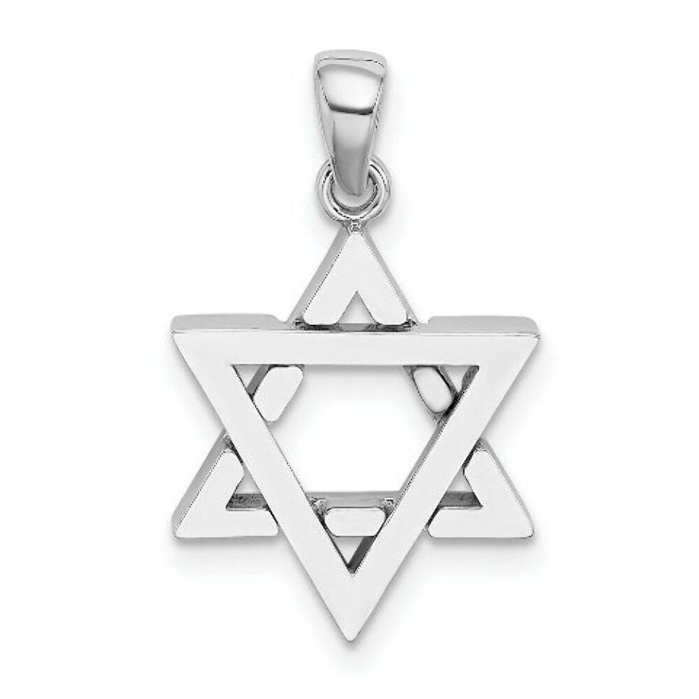14k White Gold 3-D Jewish Star of David Charm Pendant