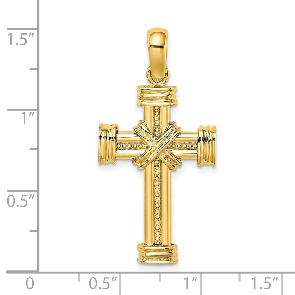 14K Yellow Gold Polished With X In Center of Cross Charm Pendant