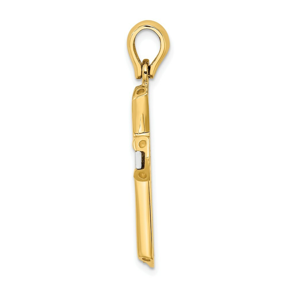 14K Two-tone Gold Polished Cross Charm Pendant