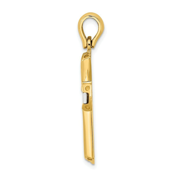 14K Two-tone Gold Polished Cross Charm Pendant