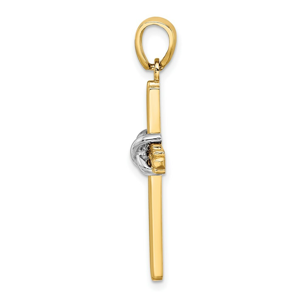 14K Two-tone Gold X Center Charm Pendant