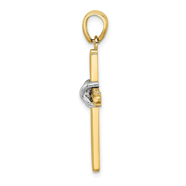 14K Two-tone Gold X Center Charm Pendant