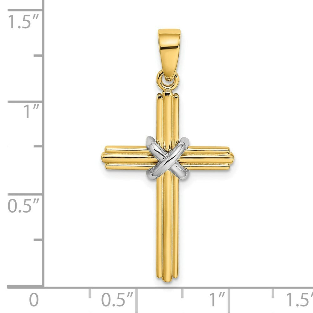 14K Two-tone Gold X Center Charm Pendant