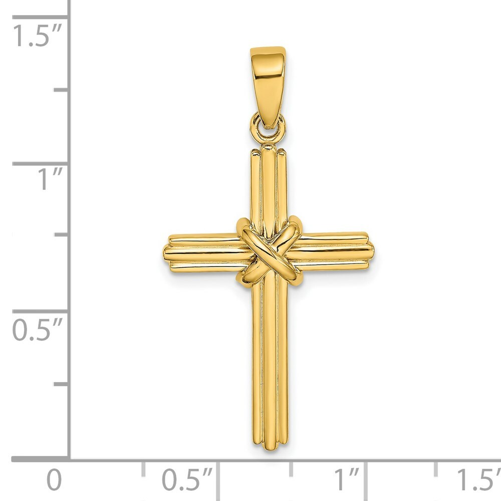 14K Yellow Gold Polished With X Center Cross Charm Pendant