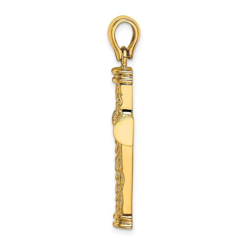 14K Yellow Gold Scroll & Double Endcaps Cross Charm Pendant