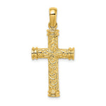 Load image into Gallery viewer, 14K Yellow Gold Scroll &amp; Double Endcaps Cross Charm Pendant

