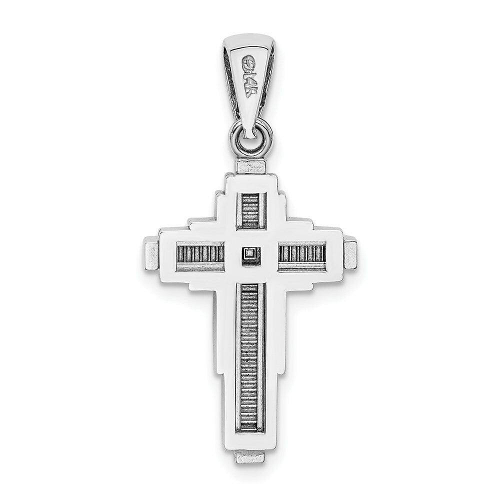 14k White Gold Beaded Cross Pendant