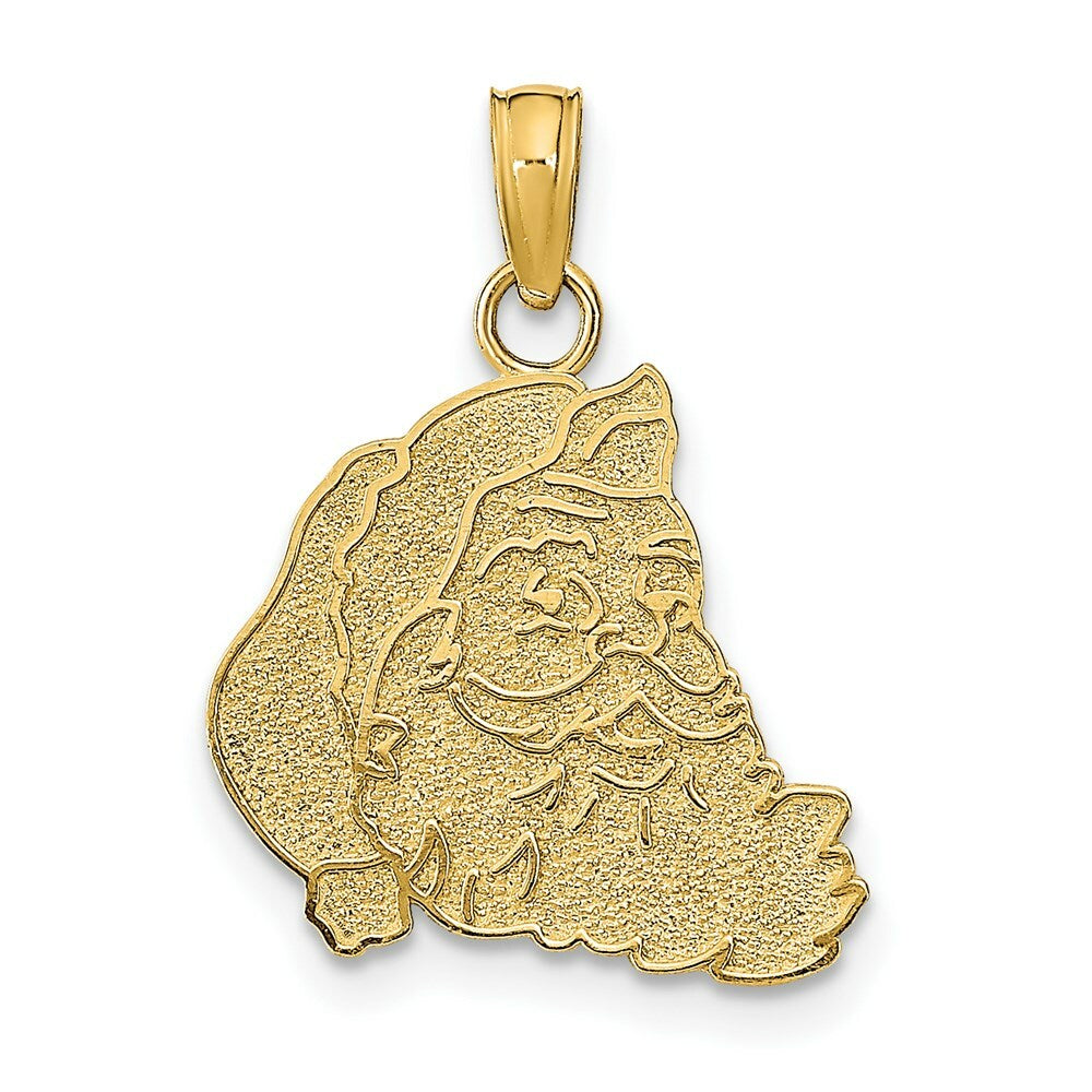 14K Yellow Gold Textured & Flat Santa Face Charm Pendant