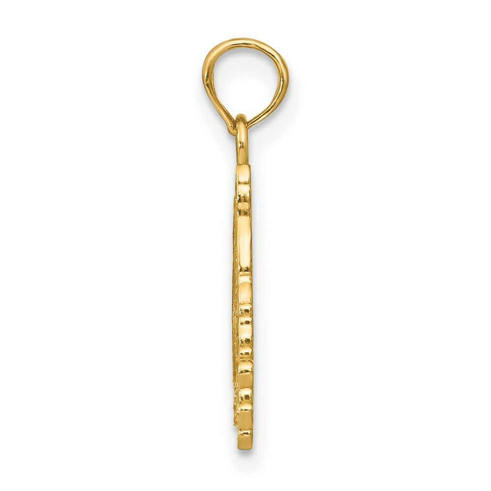 14K Yellow Gold Textured & Flat Santa Face Charm Pendant