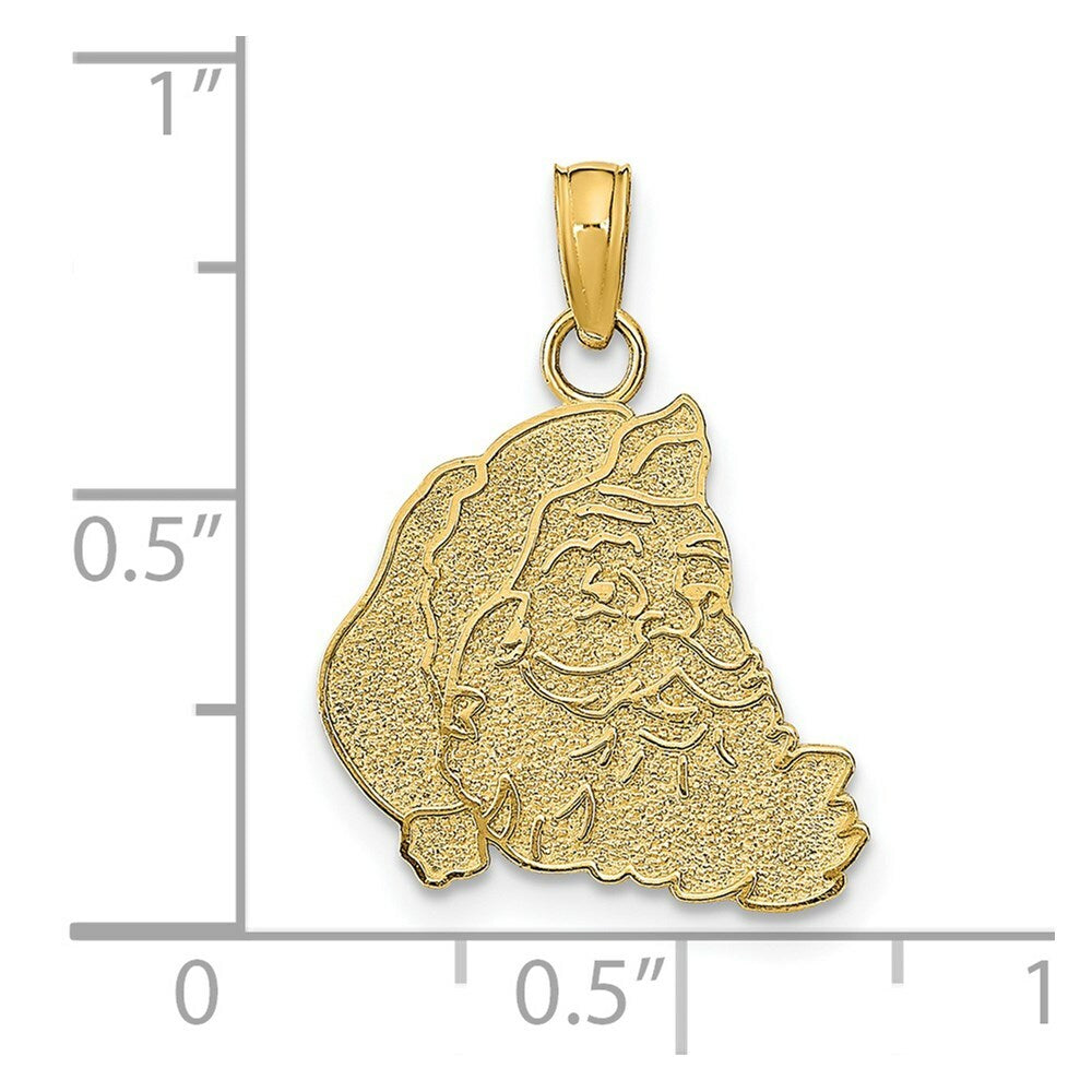 14K Yellow Gold Textured & Flat Santa Face Charm Pendant