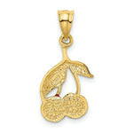 Load image into Gallery viewer, 14K Yellow Gold Polished Red Enameled Cherries Pendant
