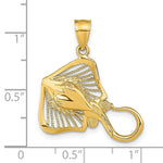 Load image into Gallery viewer, 14K Yellow Gold Polished and Beaded Accent Stingray Charm Pendant
