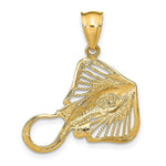 Load image into Gallery viewer, 14K Yellow Gold Polished and Beaded Accent Stingray Charm Pendant
