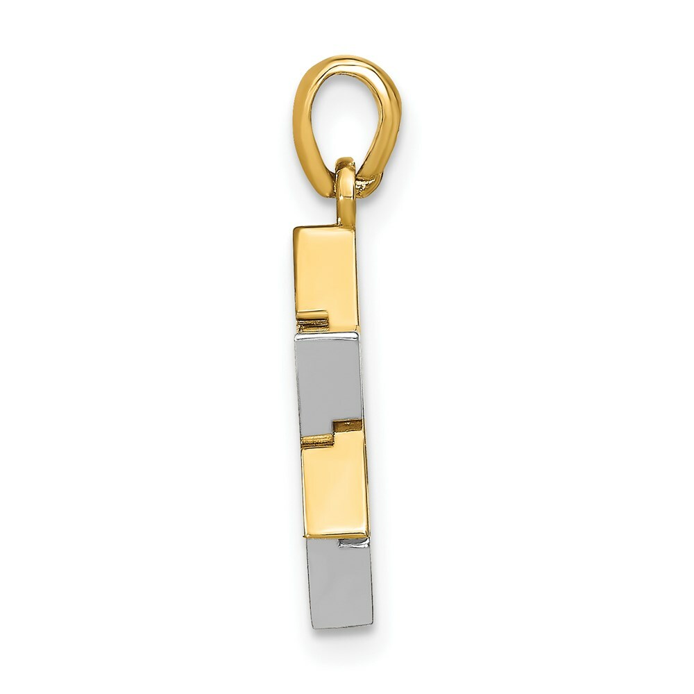 14K Two-Tone Gold 3-D Jewish Star of David Charm Pendant