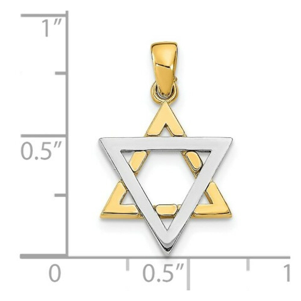 14K Two-Tone Gold 3-D Jewish Star of David Charm Pendant