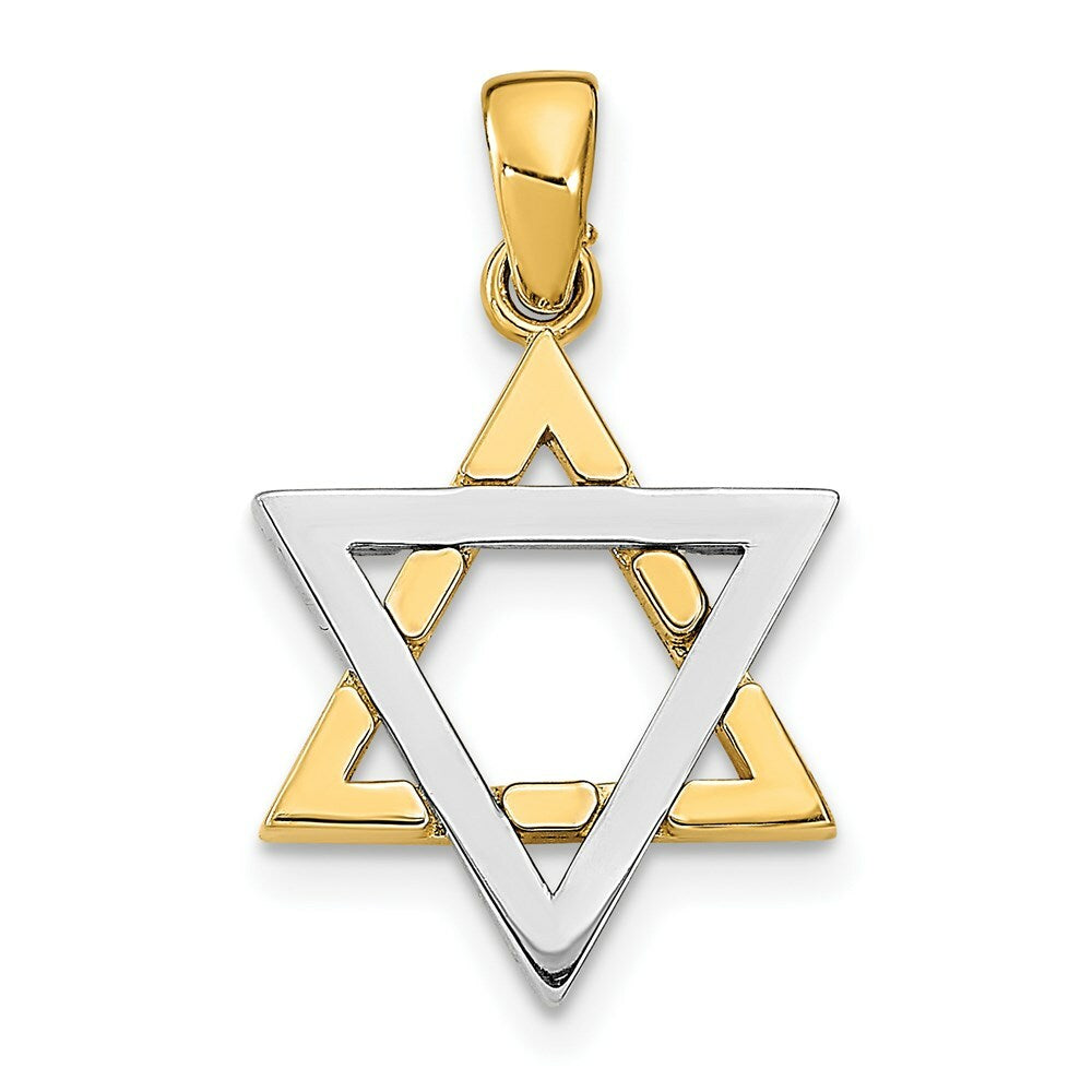 14K Two-Tone Gold 3-D Jewish Star of David Charm Pendant