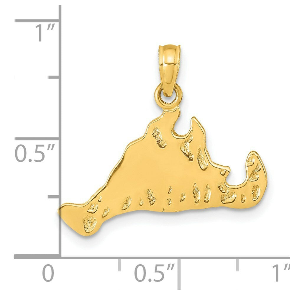 14K Yellow Gold Martha's Vineyard Island Pendant