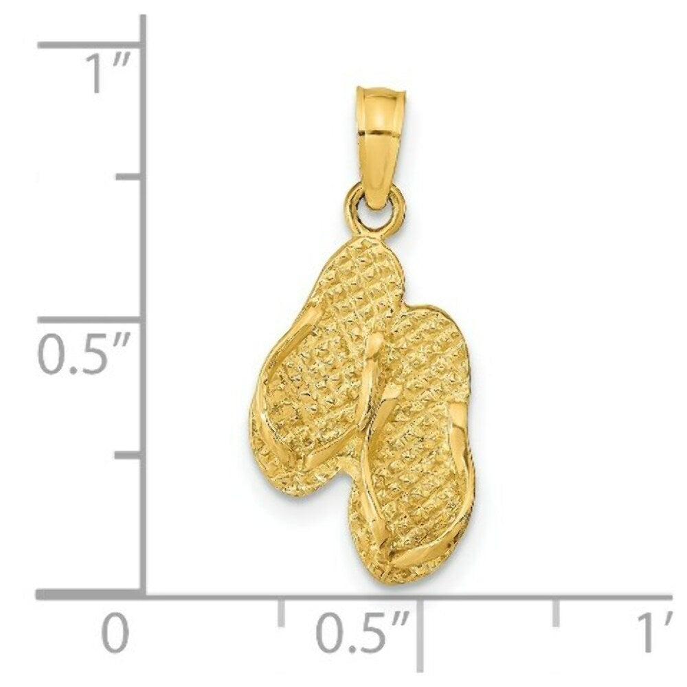 14K Yellow Gold St. George Island Reversible Flip Flops Pendant