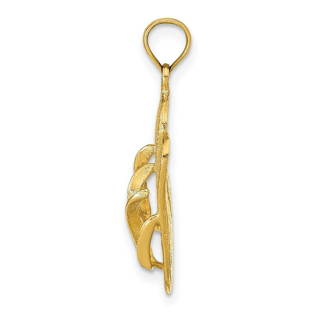 14K Yellow Gold Key West Reversible Flip Flops Pendant