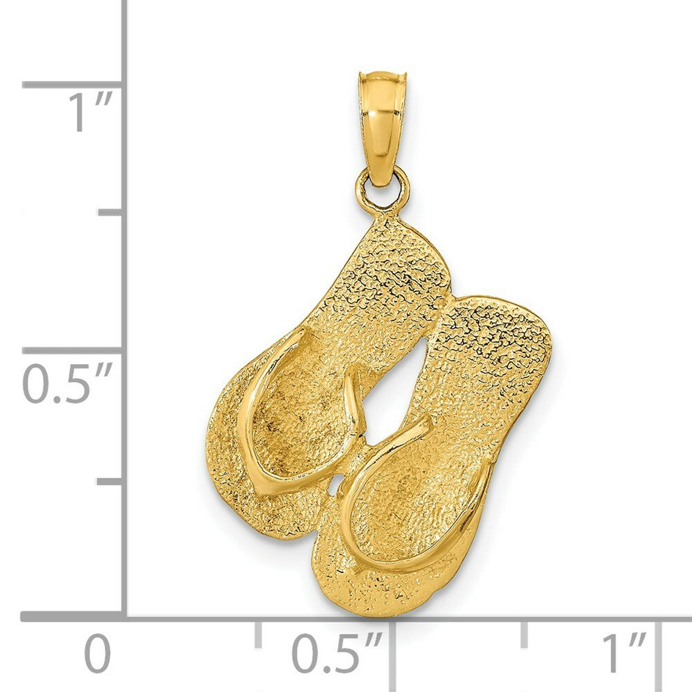 14K Yellow Gold Key West Reversible Flip Flops Pendant