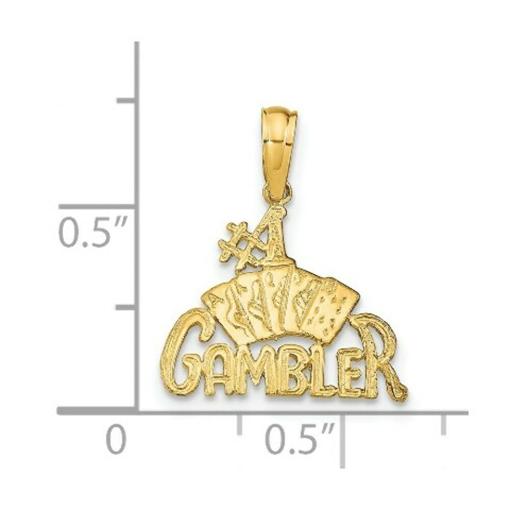 14K Yellow Gold Gambler With Cards Pendant