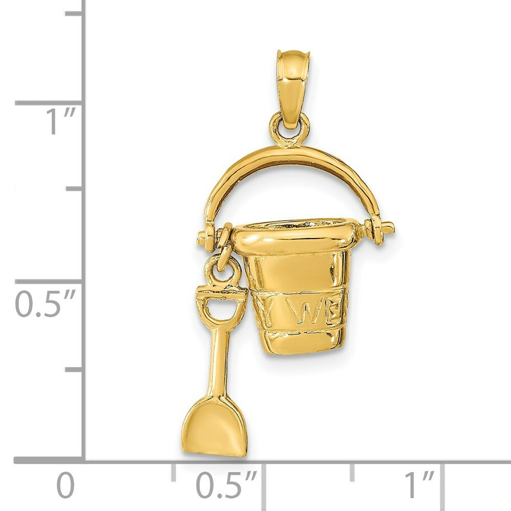 14K Yellow Gold Key West Pail and Shovel Pendant