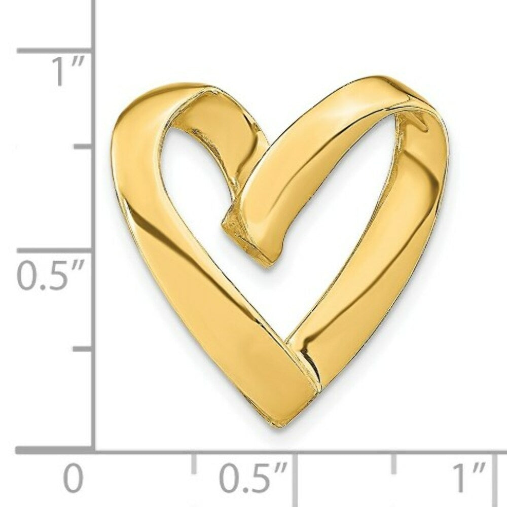 14K Yellow Gold Polished Heart Chain Slide