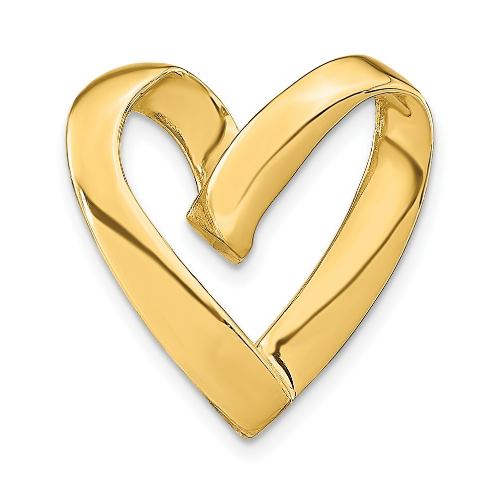 14K Yellow Gold Polished Heart Chain Slide