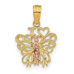 Load image into Gallery viewer, 14K Rose And Yellow Gold I Heart Butterflies Pendant
