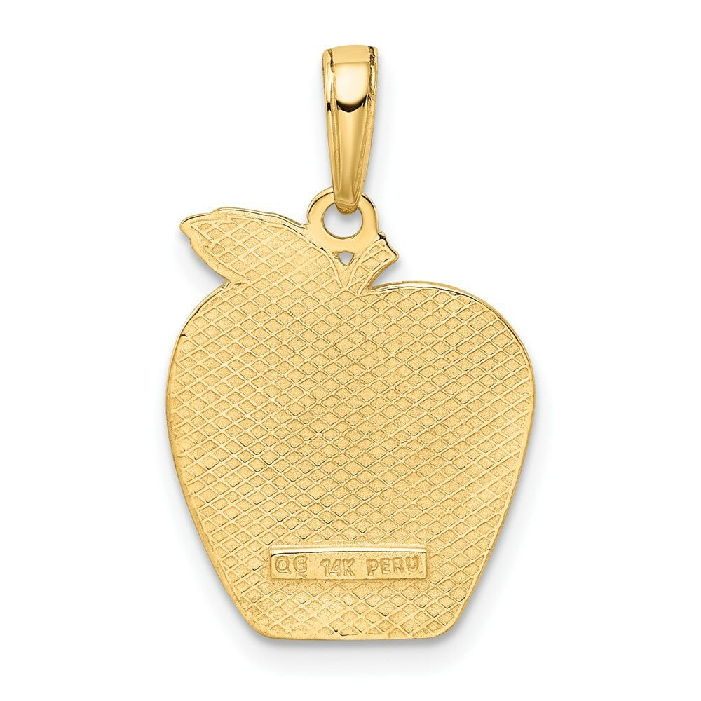 14K Yellow Gold Solid New York Skyline on Small Apple Pendant
