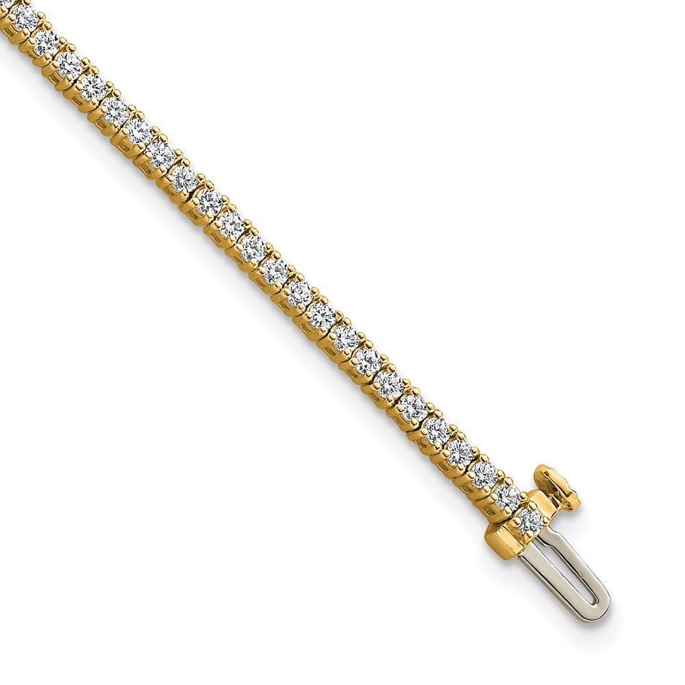 Lab Grown Diamond Tennis Bracelet set in 14K White or Yellow for Women - 7 Inch Solid Casted Design with Box Catch Safety Clasp