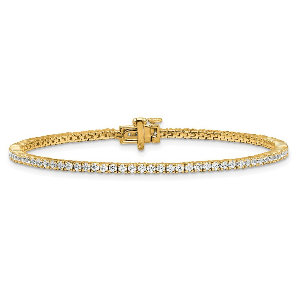 Lab Grown Diamond Tennis Bracelet set in 14K White or Yellow for Women - 7 Inch Solid Casted Design with Box Catch Safety Clasp